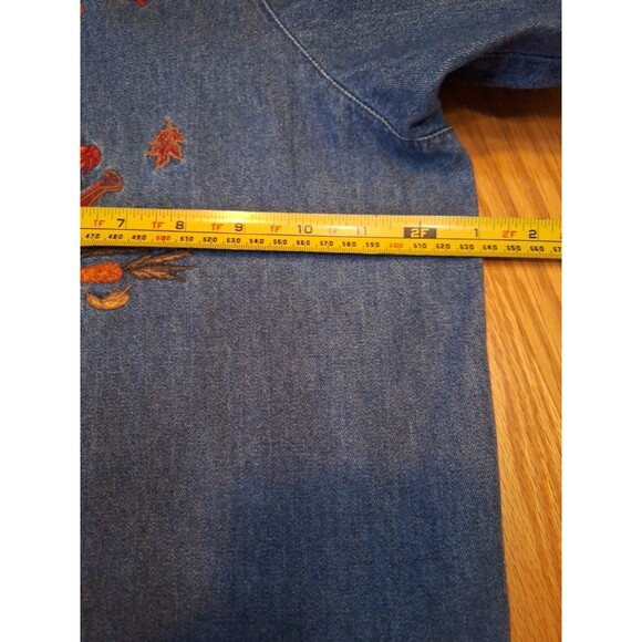 Vintage Karen Scott Denim Button Up Top Womens 1X Autumn Fall Embroidered Shirt - Picture 11 of 16